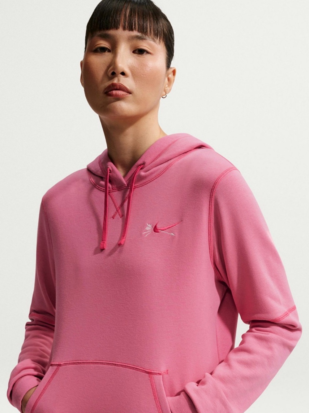 NWT Nike Women's Brushed Fleece Pull-On Hoodie Color Peony/Rush Pink Sz. M